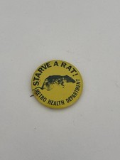 STARVE A RAT Vintage Pinback For Metro Health Department Horn Co Phila 19126 picture