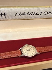 Vintage Hamilton Swiss Made Watch Arabic Dial Red Seconds Hand w/ Box picture