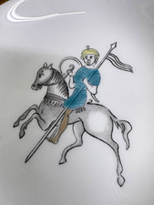 Minton Bone China Horse & Rider Plates Gold Trim England QA-1979 13 total 4.5 in picture