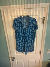 Blue Paisley Short Sleeve Button Down Shirt Top picture