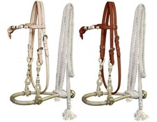 Showman Leather Futurity Knot Rawhide Show Bosal w/ Cotton Mecate Reins picture