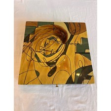 Vintage MCM painted lacquered wood box picture