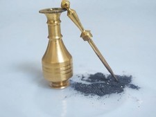 Pure Natural Ithmid Kohl Powder 10g with Traditional Vintage Brass Kohl Bottle picture