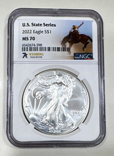 U.S. Mint 2022 American Silver Eagle $1 Wyoming 1 oz Silver NGC MS70 Cert picture