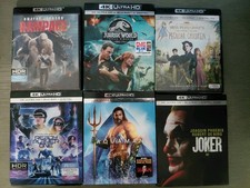 Lot of 6 Blu-ray, Ultra 4K HD Movies Mixed Genres Joker Jurassic World Rampage picture
