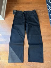 BRAND NEW UNBRANDED BLACK BAGGY SELVEDGE DENIM JEANS W33 picture
