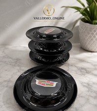 4 Black Floating Center Caps For Cadillac Forgiato XL Rim Emblem 7.2 In 182 mm picture
