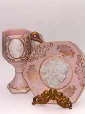 Vintage Rare Lenwile Ardalt Japan Pink Victorian Cameo Cup & Saucer. Beautiful picture