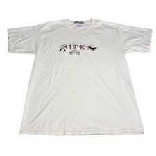 Vintage Sitka Alaska Embroidered Puffin Souvenir T-Shirt Mens Large Cream picture