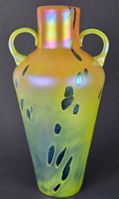 Igor Muller Signed Contemporary Loetz Style Czech Studio Art Glass Oil Drop Vase picture