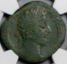 185 NGC Gen Commodus AE Sestertius Roman Empire Victory VO DE (26050602C) picture