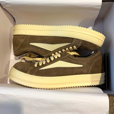 Rick Owens Men's US 11 Brown Suede Lace-Up Low Top Sneakers Beige Sole picture
