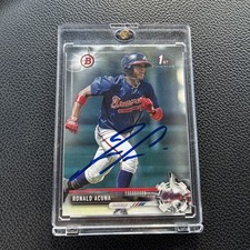 Ronald Acuna Jr Signed 2017 Bowman First Rookie Card Atlanta Braves Beckett COA picture