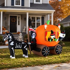 102 ft Halloween Inflatable Pumpkin Carriage with Skeleton Horse  LED Li G1N picture