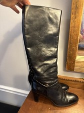 BALLY Gorgeous Black Leather Knee High, Riding Boots Size 8.5N Italian picture