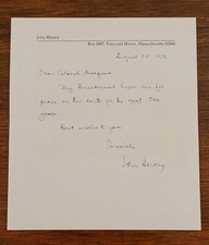 John Hersey Author Pulitzer Prize Winner Hiroshima Autograph Signature on Letter picture