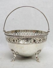 VINTAGE 1929-30 BIRMINGHAM STERLING SILVER RETICULATED CANDY BOWL WITH HANDLE picture