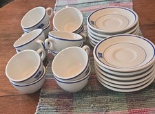 24 Pc Lot Vintage US Navy Rear Admiral 2-Star Mess China Cup Saucer Wellsville picture