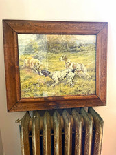 Edmund H. Osthaus “Steady” Hunting Dogs Print in Antique Solid Oak Frame picture