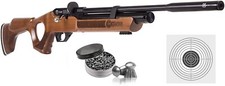 Hatsan Flash Wood QE .25 Cal PCP Air Rifle with 150x Pellets and Targets Bundle picture