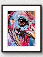 Original Vivid 11x14 Wild Turkey Abstract Acrylic on Paper Colorful Wall Art 604 picture