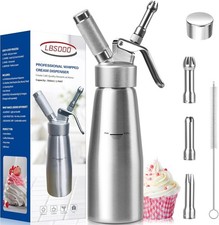 Professional Aluminum Whipped Cream Dispenser, 500ml/1 Pint Leak-Proof Whip C... picture