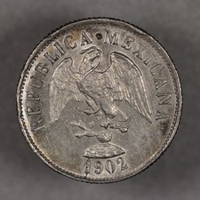 1902 Zs Z Mexico Silver 20 Centavos picture