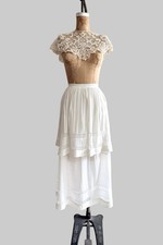 Antique 1900s Tiered Layered Skirt White XS Small picture