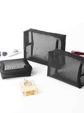 3pcs Set Mesh Toiletries Storage Bag. Make Up Organizer Bag For Travel picture