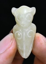 1.5''Chinese Hongshan Culture Hetian Jade Carving Bird Cicada ADULT only picture