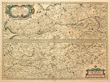 1650s Vintage World Map Old Poster ALBI The Elbe River 24 x 32 Inch #T42 picture