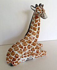 Vintage Hand Ptd Midcentury Italian Ceramic Sitting Giraffe Figure Made in Italy picture