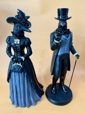 Gothic Raven Couple Halloween Decor Hallows Eve Lady & Gentleman  2 Figurines picture