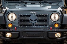 Custom Aftermarket Steel Grille Kit for 2007-16 Jeep Wrangler SKULL Made in USA picture
