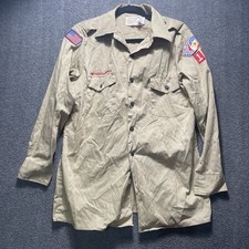 VTG Boy Scouts of America Shirt Adult Large Tan Long Sleeve Patches Mississippi picture