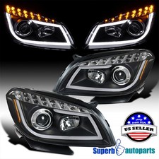 Fits 2008-2012 Chevy Malibu LS / LT / LTZ Projector Headlight LED Tube Bar Black picture