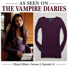 ASO Elena Gilbert American Eagle Cable Knit Sweater Womens S Purple TVD Y2K picture