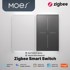 MOES ZigBee Smart Wall Light Switch Full Touch Anti-Glare Panel Alexa Google App picture