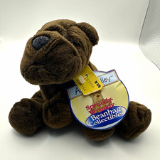Animal Alley Sprinkly Wrinkly Beanbag Brown Plush Dog Vintage 2000 83454 picture