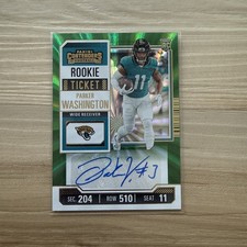 2023 Panini Rookie Ticket Parker Washington RC Auto Green Laser Jaguars #146 picture