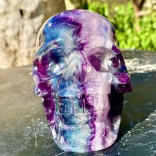 2.87LB Natural fluorite skull quartz hand carved crystal skull healing picture