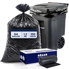 Plasticplace 64-65 Gallon Trash Can Liners For Toter 1.2 Mil Black Heavy Duty picture
