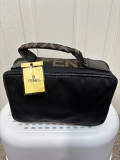Fendi Cosmetic Bag Black Brown Travel Case new with tags authentic picture