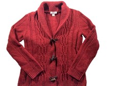 Coldwater Creek Burgundy Toggle Cardigan Sweater Outerwear 100% Wool Medium picture
