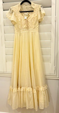 Gunne Sax by Jessica 1970s Prairie Ivory Cotton Lace Maxi Day Dress Size 9 picture