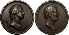 USA MEDAL 1861-62 (c.) J-PR-31 WASHINGTON & LINCOLN AU50 ~ RARE ORIGINAL picture