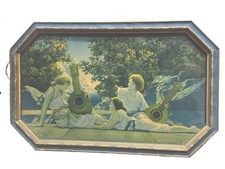 Vintage Maxfield Parrish The Lute Players Print House of Art NY Framed ~11” picture