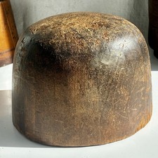 Vintage Wooden Millinery Hat Block Dome Crown Form Antique Hat Mold 7 1/4 picture