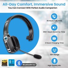Trucker Bluetooth Headset Wireless 5.2 With Noise Cancelling Mic For Phones PC picture