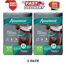 Assurance Men's Incontinence Underwear, S/M, Max Absorbency, 72 Ct (2 Pack x 36) picture
